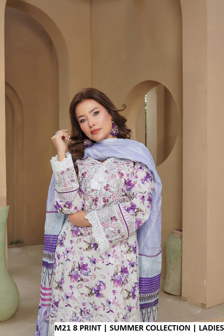 Pakistani women's lawn A-Line printed shirt plazo side view