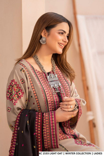 Pakistani women's light oat silk short shirt back view