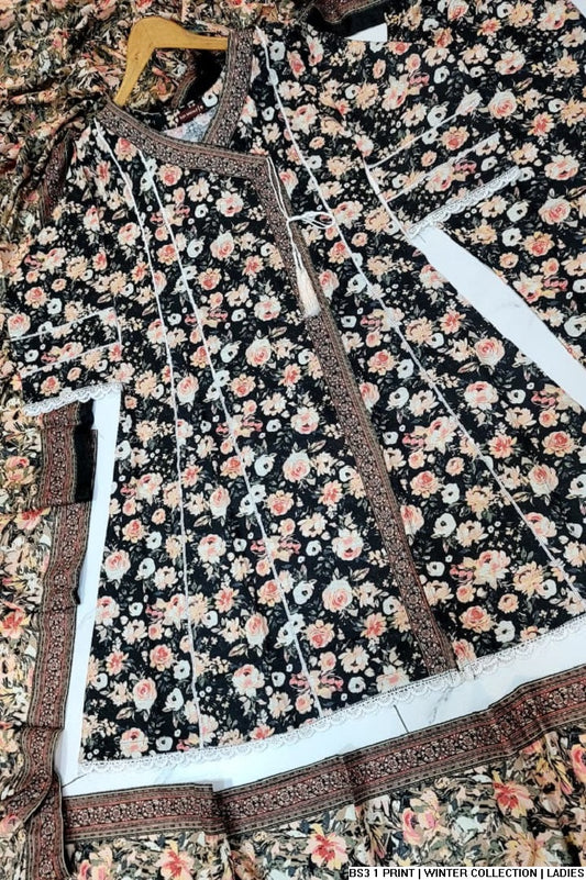 Pakistani women's lawn A-Line printed casual outfit full view
