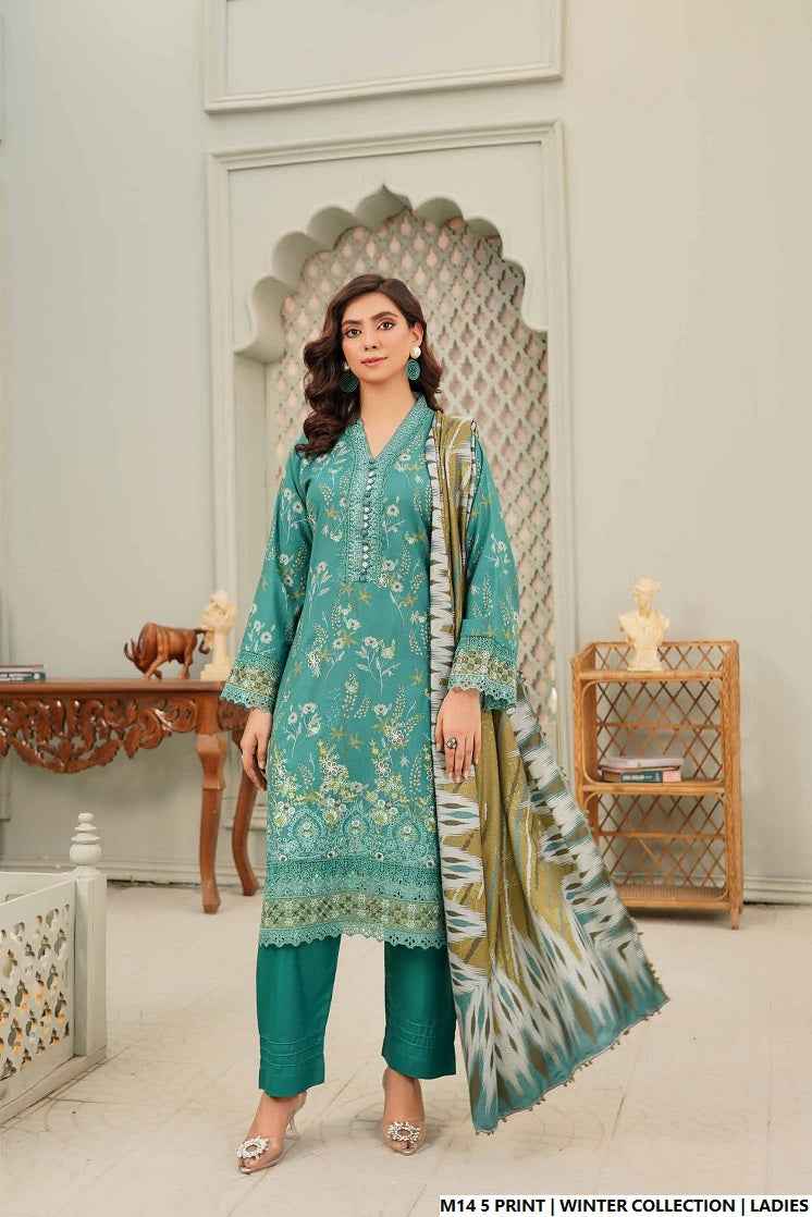 Pakistani women's lawn A-Line printed casual outfit detail view