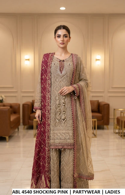 ABL 4540 SHOCKING PINK | DOUBLE DUPATTA