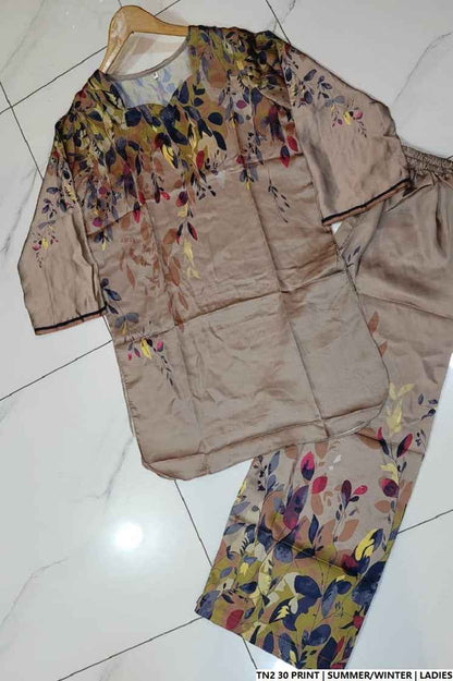 Pakistani women's lawn 2-piece printed casual suit side view