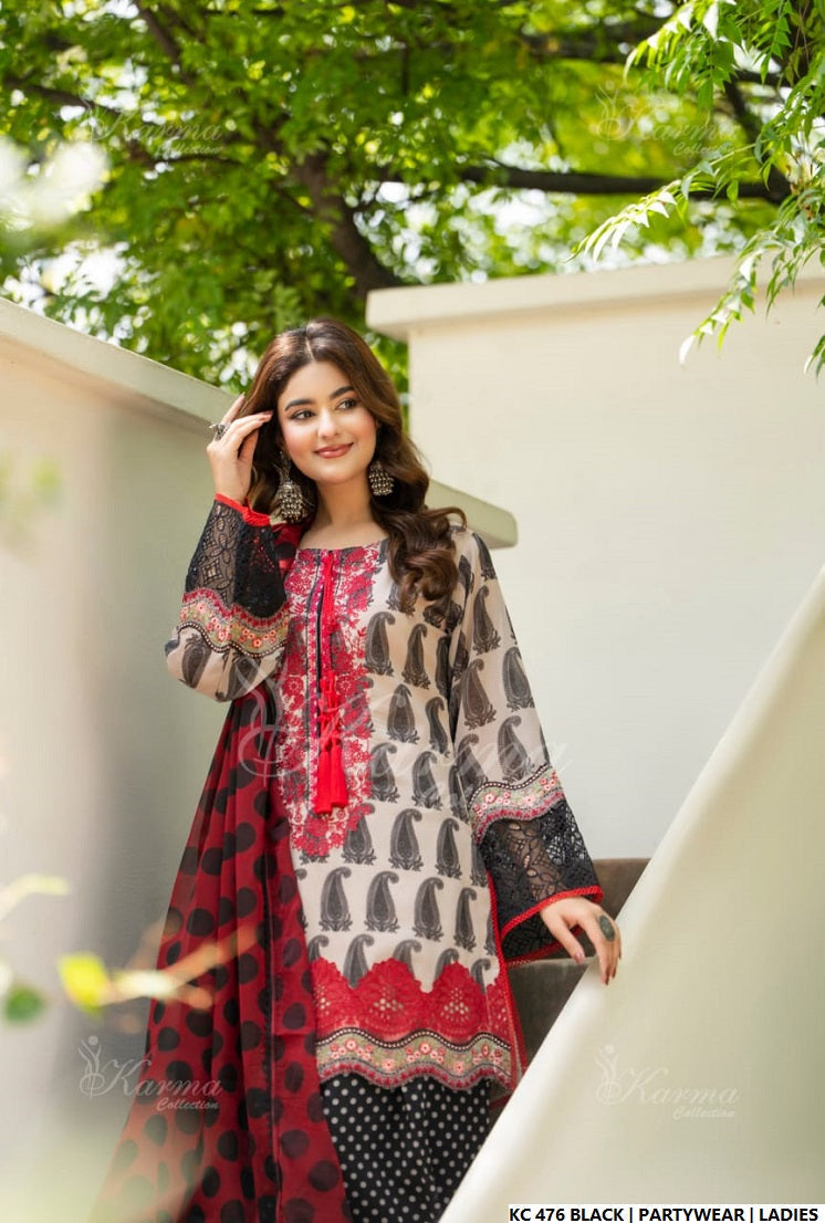 Pakistani women's black silk long kaftan detail view
