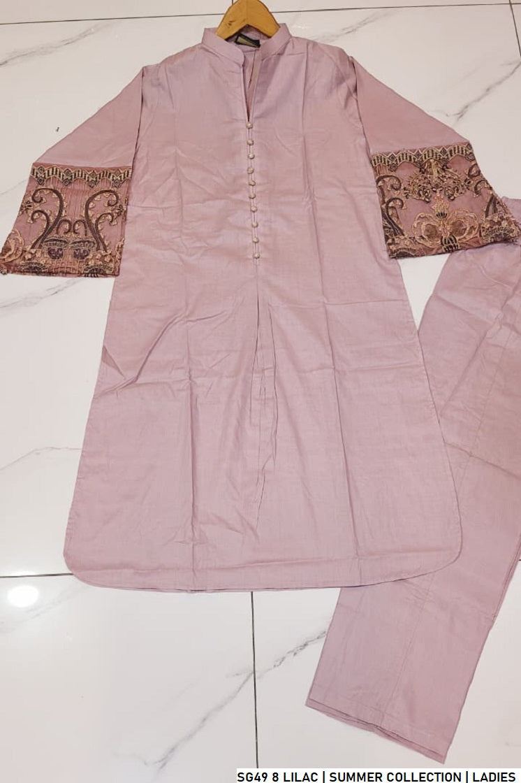 Lilac lawn Pakistani women's A-Line casual shirt side view