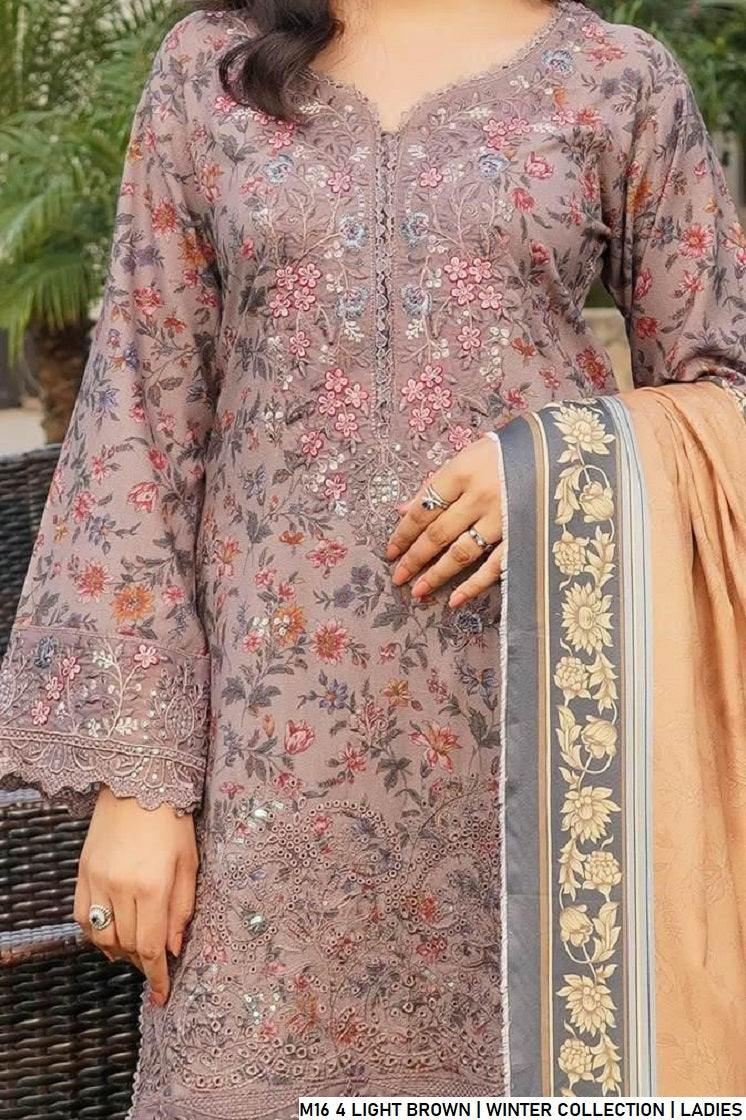 Pakistani women's light brown lawn A-Line casual shirt detail view