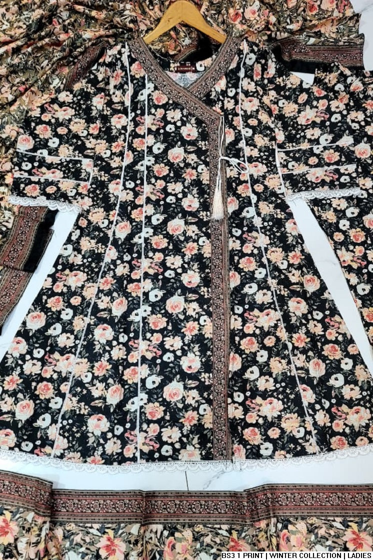 Pakistani women's lawn A-Line printed casual shirt side view
