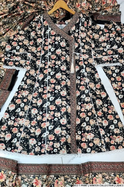 Pakistani women's lawn A-Line printed casual shirt side view
