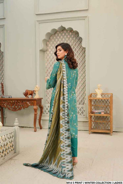 Pakistani women's lawn A-Line printed casual outfit back view