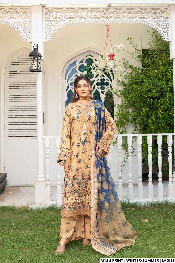 Pakistani women's lawn A-Line printed casual outfit detail view