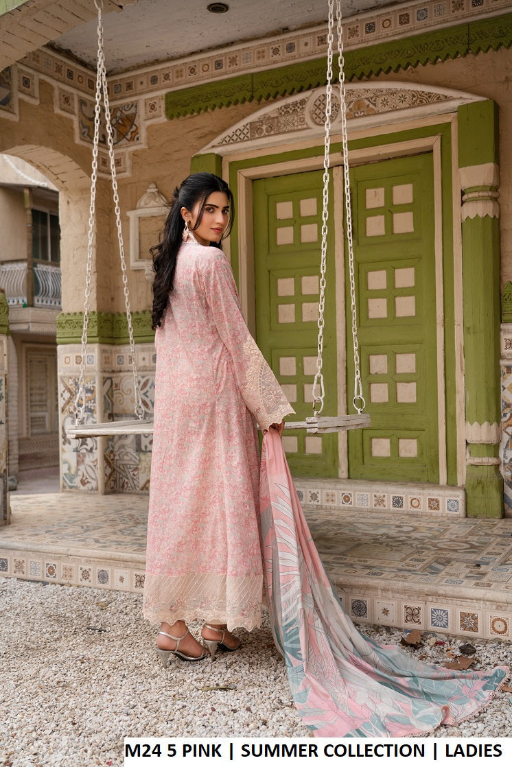 M24 5 PRINT - Elegant Long Frock Cotton Trouser Lawn Suit for Women