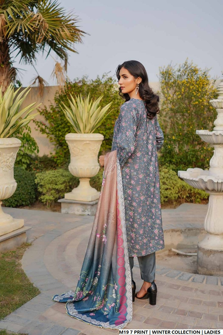Pakistani women's lawn A-Line printed casual outfit back view