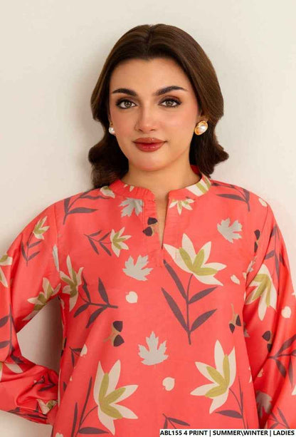 Pakistani women's lawn 2-piece printed casual suit side view