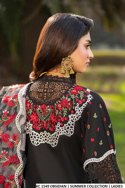 Pakistani women's obsidian black cotton straight shirt plazo back view