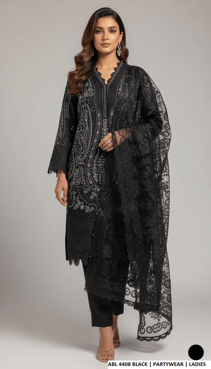 Pakistani women's black chiffon straight shirt back view
