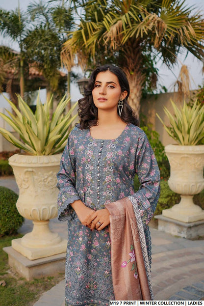 Pakistani women's lawn A-Line printed casual shirt side view