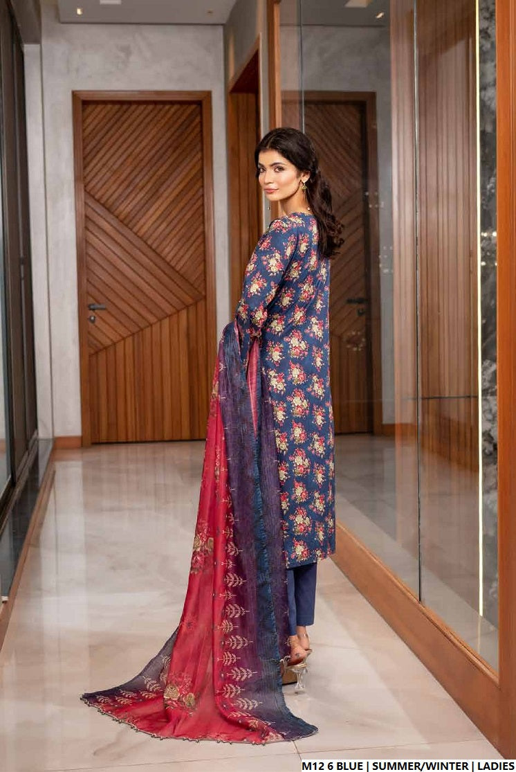 Pakistani women's lawn A-Line printed casual outfit back view
