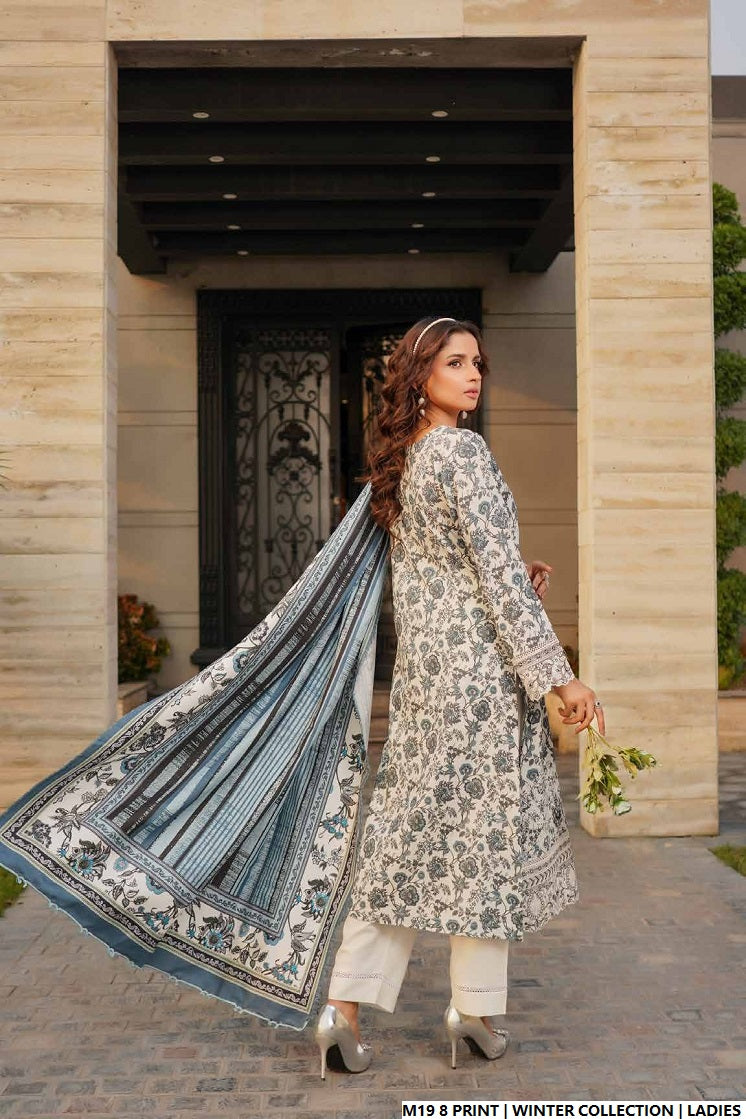 Pakistani women's lawn A-Line printed casual outfit back view