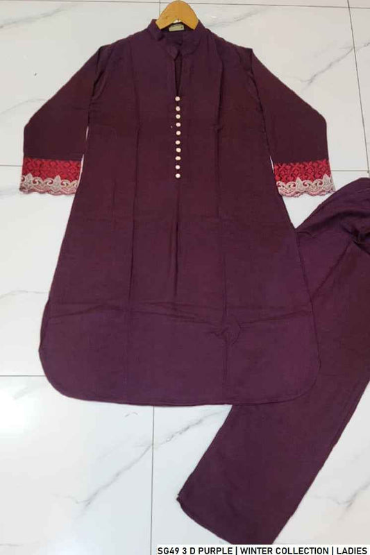Dark purple lawn Pakistani women's A-Line casual shirt side view