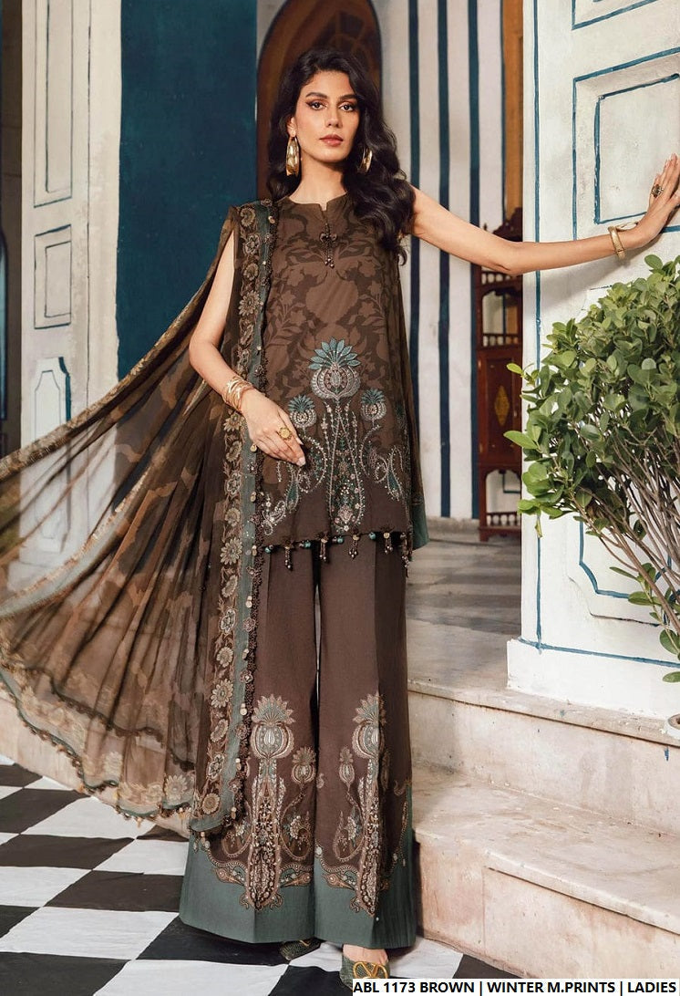 Printed lawn straight shirt - Pakistani women's casual summer outfit with lawn trouser and digital print dupatta front view