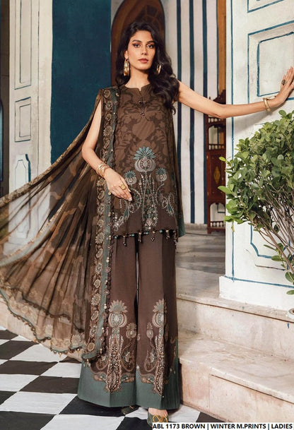 Printed lawn straight shirt - Pakistani women's casual summer outfit with lawn trouser and digital print dupatta front view