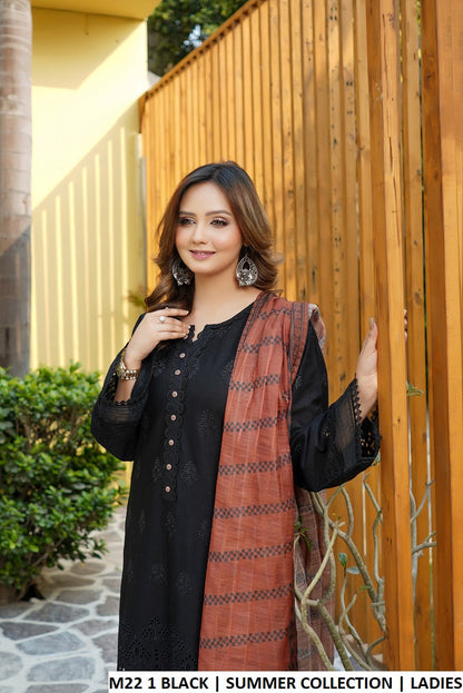 Black cotton Pakistani women's casual straight shirt with plazo side view