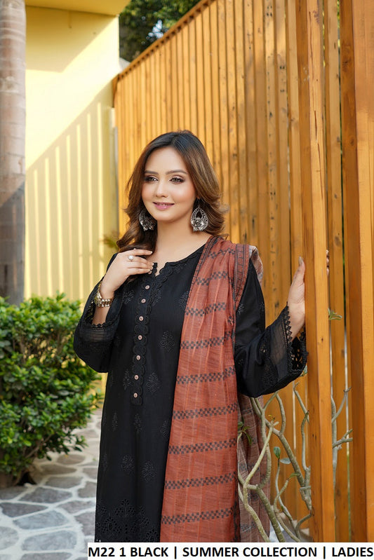 Black cotton Pakistani women's casual straight shirt with plazo side view