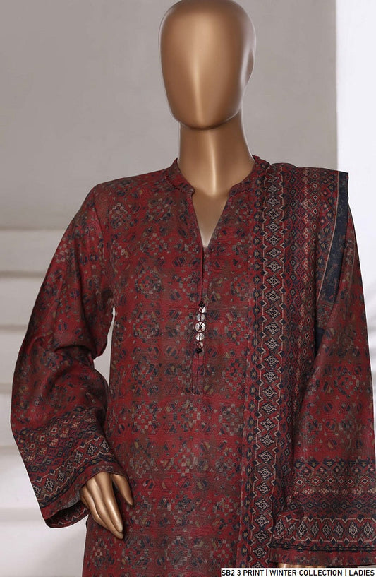 Lawn A-Line printed shirt - Pakistani women's casual summer outfit with cotton trouser and lawn dupatta front view