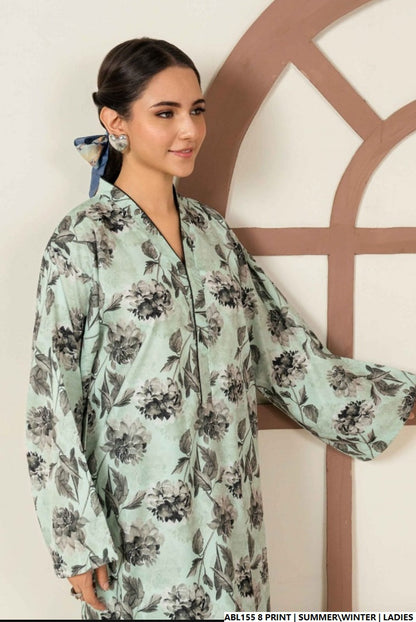 Pakistani women's lawn 2-piece printed casual suit side view