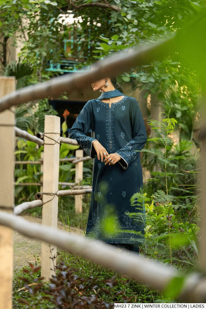 Zinc grey khaddar Pakistani women's straight shirt side view