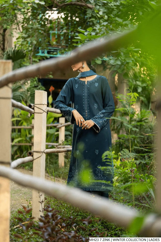 Zinc grey khaddar Pakistani women's straight shirt side view