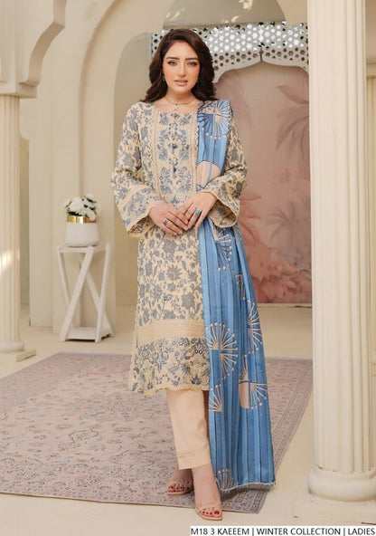 Lawn A-Line shirt cream - Pakistani women's casual summer outfit with cotton trouser and lawn dupatta front view