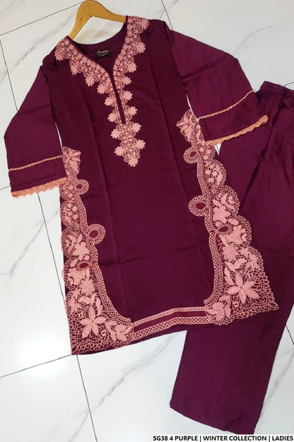 Purple lawn Pakistani women's A-Line casual shirt side view