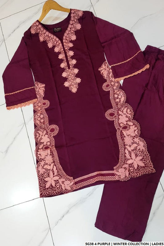 Purple lawn Pakistani women's A-Line casual shirt side view