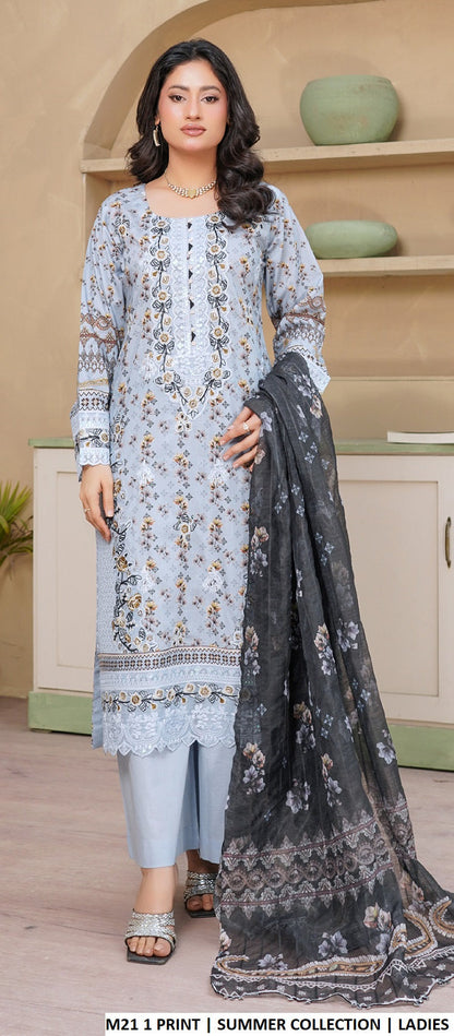 Pakistani women's lawn A-Line printed casual shirt plazo back view