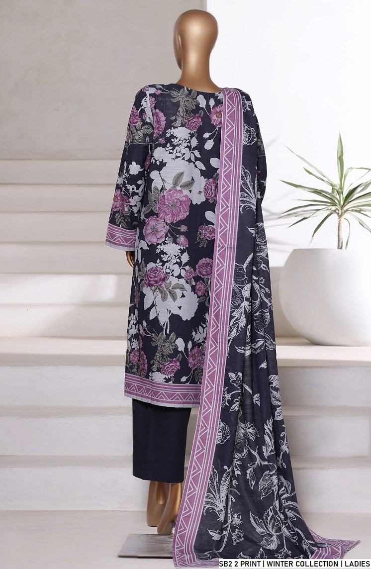Pakistani women's lawn A-Line printed casual outfit back view