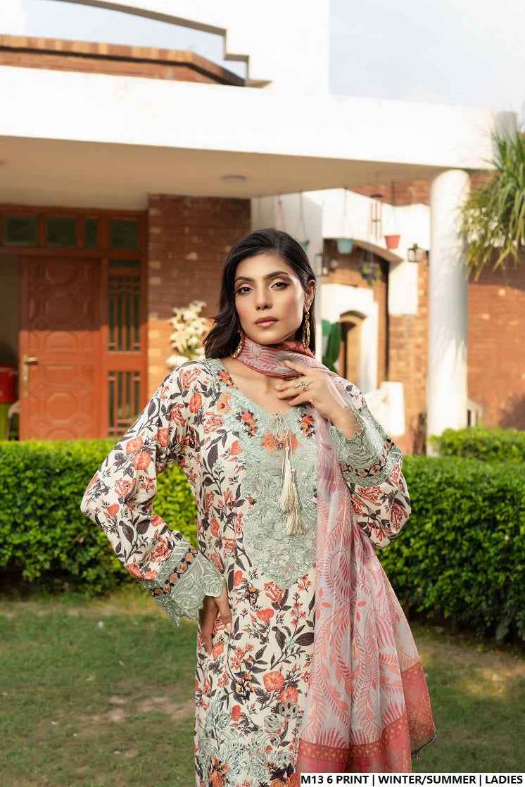 Pakistani women's lawn A-Line printed casual shirt side view