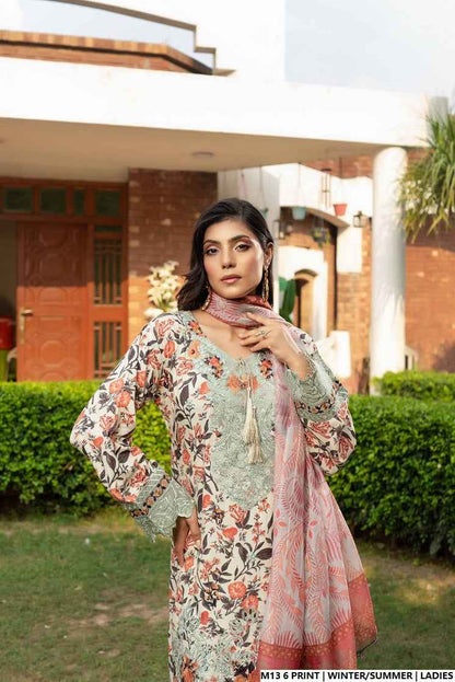 Pakistani women's lawn A-Line printed casual shirt side view