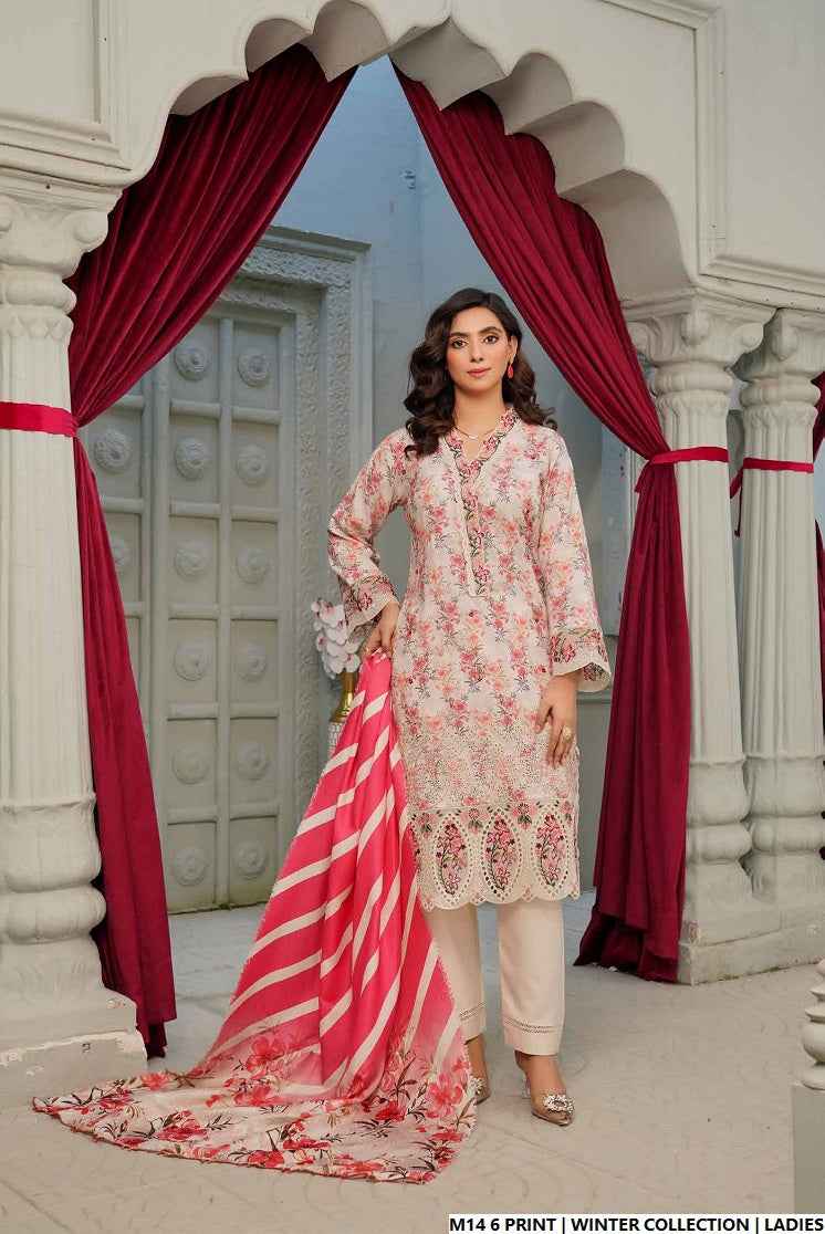 Pakistani women's lawn A-Line printed casual outfit detail view