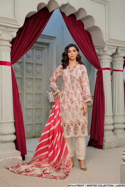 Pakistani women's lawn A-Line printed casual outfit detail view