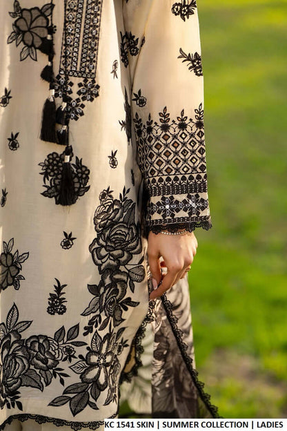 Pakistani women's skin cotton chikankari round shirt back view