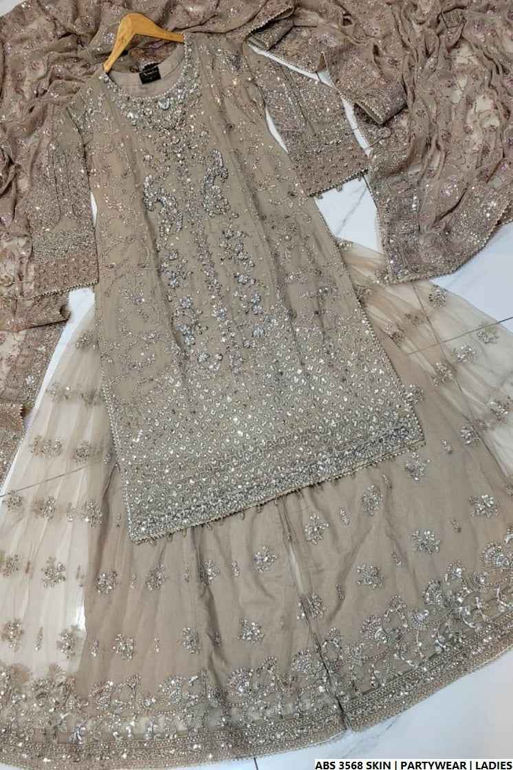 Pakistani women's skin organza straight shirt full view
