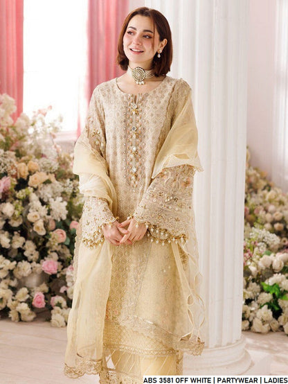 Off white chiffon Pakistani women's straight shirt side view