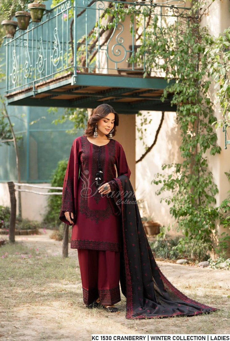 Silk short shirt cranberry red - Pakistani women's traditional festive outfit with silk fabric front view
