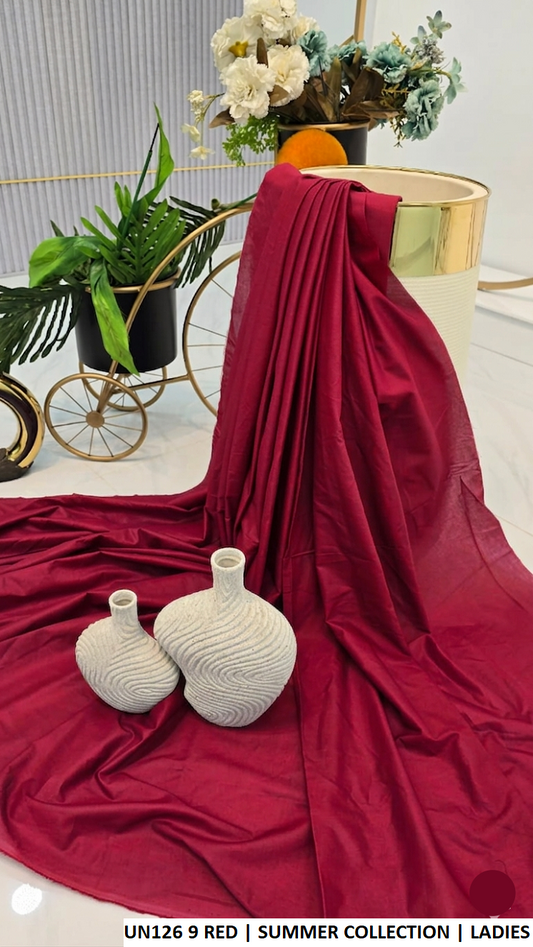 Cotton 2-piece summer collection red - Pakistani women's casual breathable cotton suit front view
