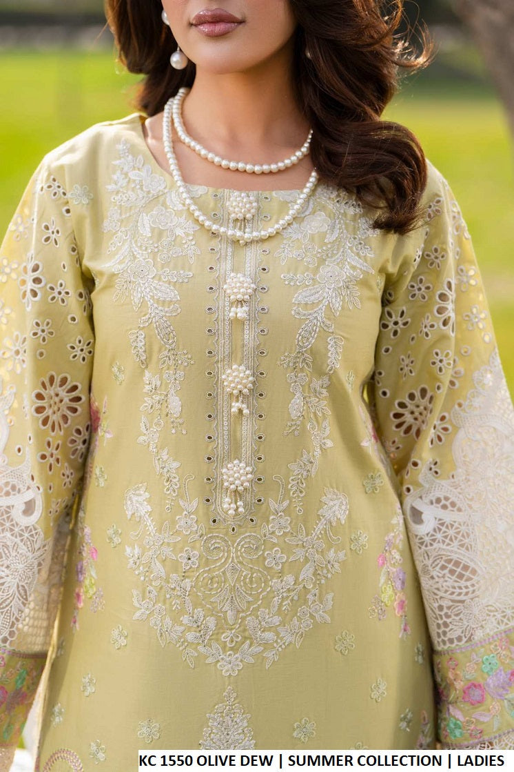 Olive dew green cotton Pakistani women's straight shirt with plazo side view