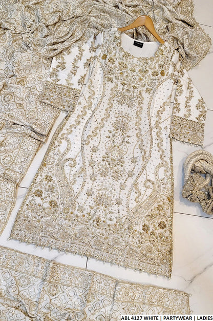 ABL 4127 grip fabric Pakistani women's wedding outfit back view