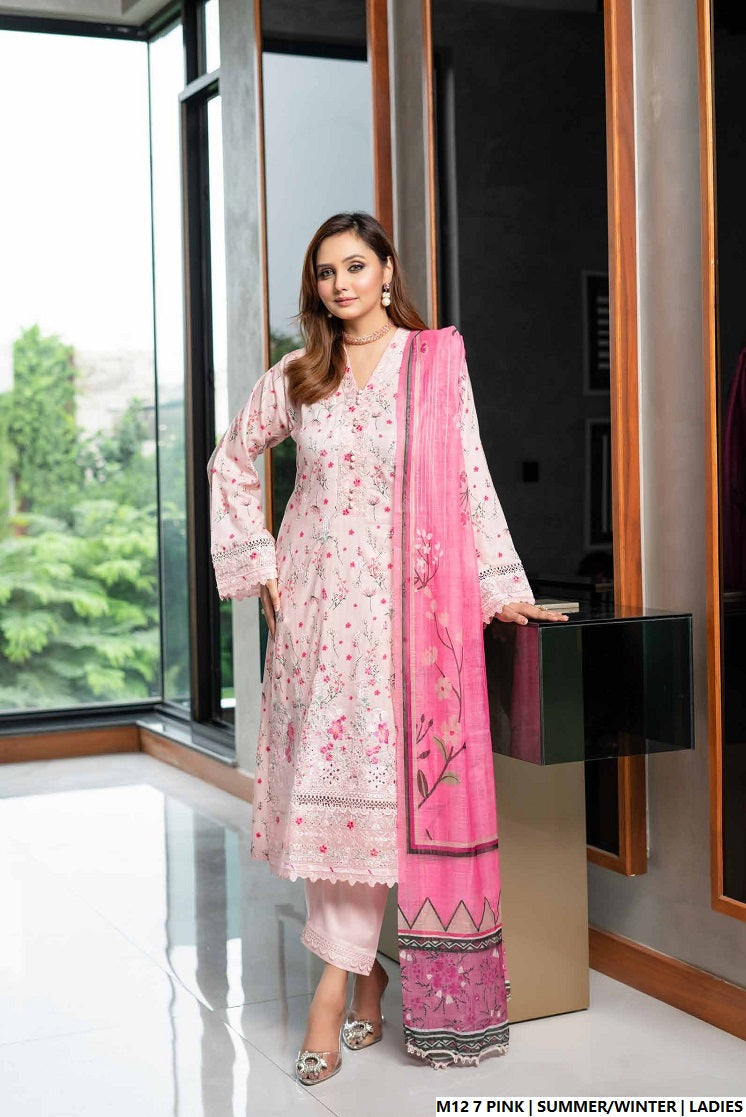 Pakistani women's lawn A-Line printed casual outfit back view