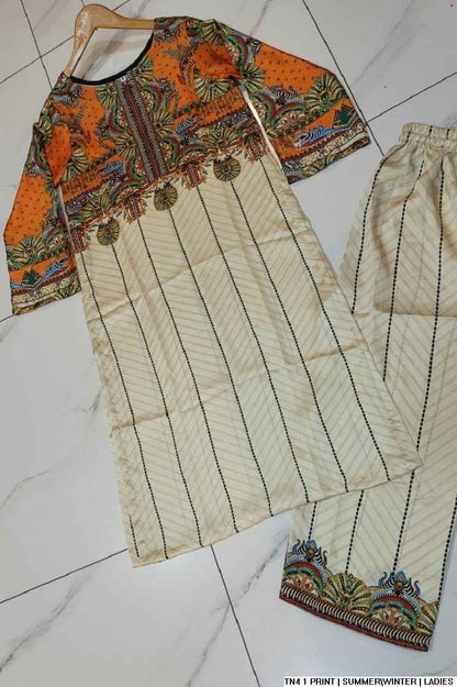 Pakistani women's lawn 2-piece printed casual suit detail view