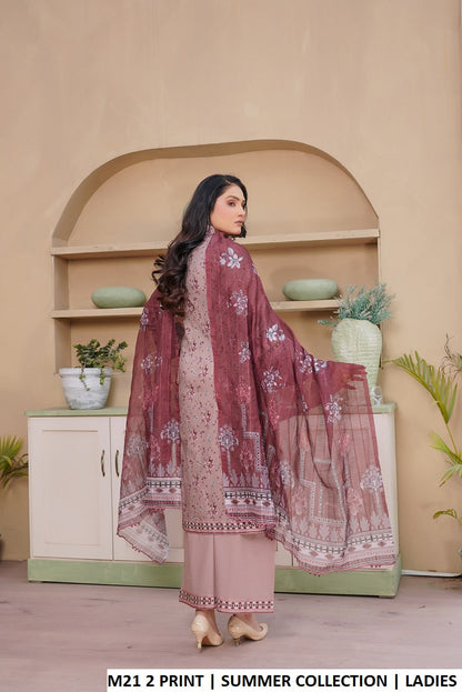 Pakistani women's lawn A-Line printed shirt plazo side view