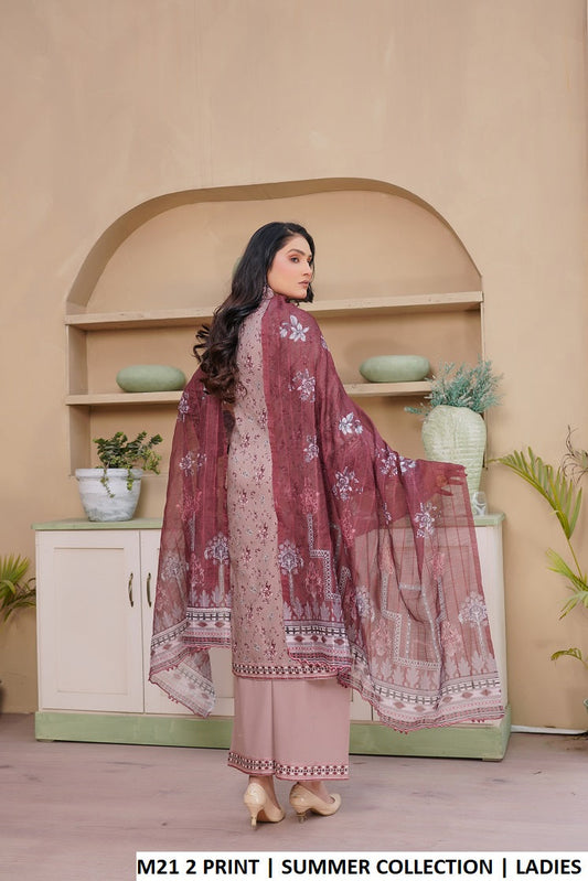 Pakistani women's lawn A-Line printed shirt plazo side view